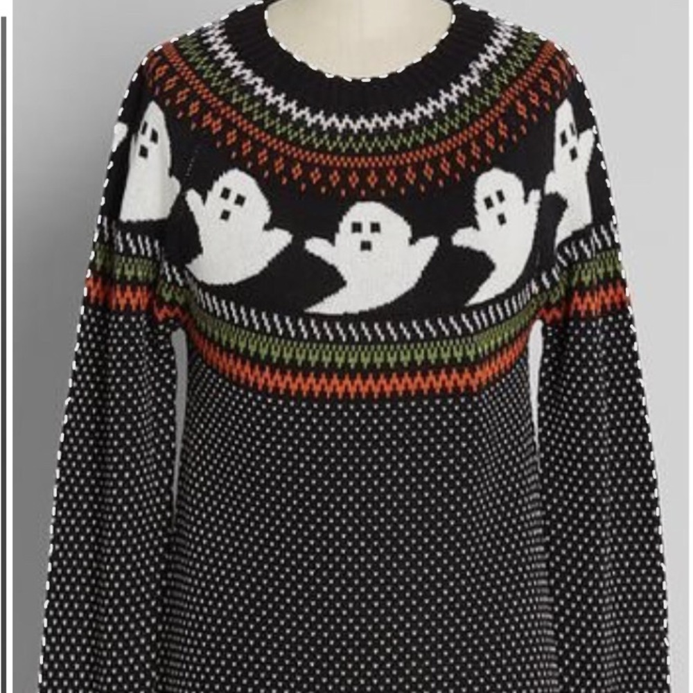 Size 1x Halloween Print Sweater Dress